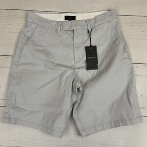 Ted Baker London Chino Shorts Mens 28 Gray Slim Stretch Pockets 9in Inseam